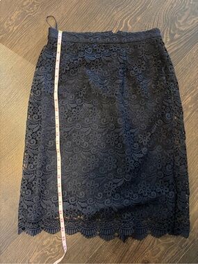 Navy Blue Lace Pencil Skirt